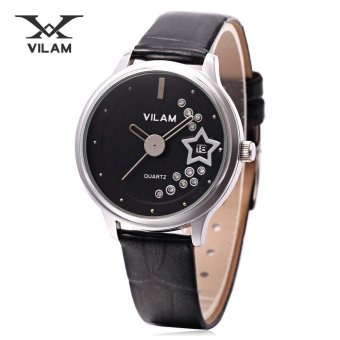 S&L VILAM V1030L Women Quartz Watch Star Artificial Diamond Dial Calendar 3ATM Female Wristwatch (Black) - intl  