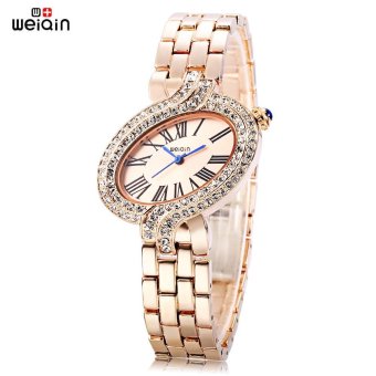 S&L WeiQin W4687 Female Quartz Watch 3ATM Crystal Dial Stainless Steel Band Oval Shape Case Wristwatch (Rose Gold) - intl  
