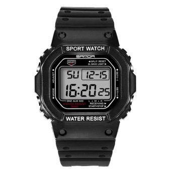 SANDA Brand Waterproof Sport Military Watches Men Women Lovers Couple Watch LED Light Digital Watch Silicone Strap Unisex Hour MZ6LA - intl  