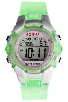 Sanwood® Boys Girls Digital LED Quartz Alarm Date Waterproof Sports Wrist Watch Green  