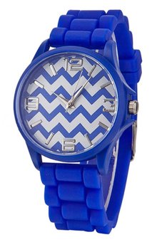 Sanwood® Geneva Unisex Stripes Silicone Band Jelly Gel Quartz Analog Wrist Watch Blue  
