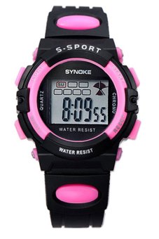 Sanwood® Unisex LED Digital Quartz Rubber Strap Sports Watch Pink  