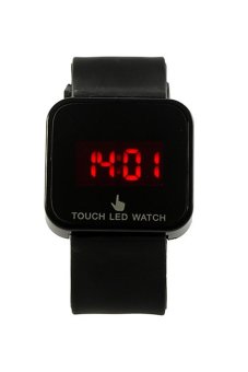 Sanwood® Unisex LED Digital Touch Screen Sport Silicone Wrist Watch Black  