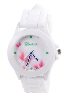 Sanwood® Women's Flowers Printed Dial Silicone Band Quartz Wrist Watch Style 1  