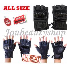 Sarung Tangan Motor Kulit Half + Batok Protektor / Sarung Tangan Asli Kulit Garut