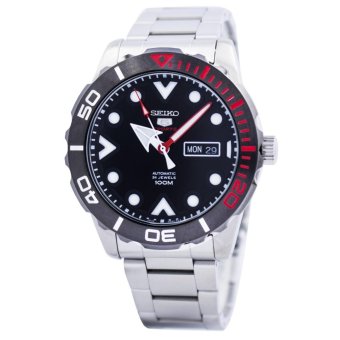 Seiko 5 Sport Automatic - Jam Tangan Pria - Strap Stainless Stell - SRPA07K1 - Black Red  