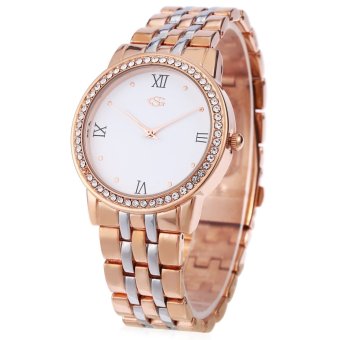 SH George Smith Female Quartz Watch Artificial Diamond Dial Roman Number Display Golden Stainless Steel Strap Wristwatch White - intl  
