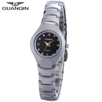 SH GUANQIN 6037L Female Quartz Watch 10ATM Artificial Diamond Dial Tungsten Steel Band Wristwatch Silver - intl  