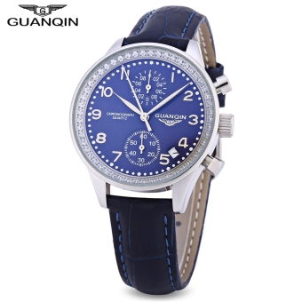 SH GUANQIN CQ15008 Female Quartz Watch Date Chronograph Display Sapphire Mirror Wristwatch Silver - intl  