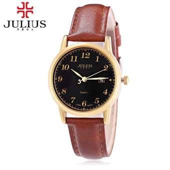 SH JULIUS JA - 508L Female Quartz Watch Date Display Genuine Leather Band 3ATM Wristwatch Brown - intl  