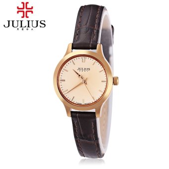 SH JULIUS JA - 709L Female Quartz Watch Slender Genuine Leather Strap 3ATM Wristwatch Gold - intl  