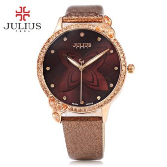 SH JULIUS JA - 868 Women Quartz Watch Artificial Diamond Dial Water Resistance Leather Band Wristwatch Coffee Coffee - intl  