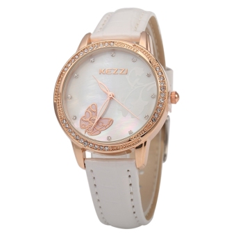 SH KEZZI K - 1178 Women Quartz Watch Casual Butterfly Artificial Diamond Wristwatch White - intl  