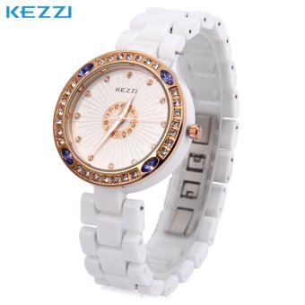 SH KEZZI K - 835 Women Quartz Watch Water Resistance Artificial Diamond Dial Ceramics Strap Fashion Wristwatch Purple - intl  