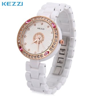 SH KEZZI K - 835 Women Quartz Watch Water Resistance Artificial Diamond Dial Ceramics Strap Fashion Wristwatch Red - intl  