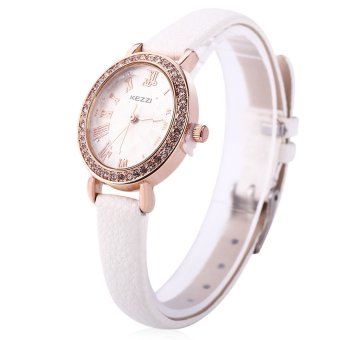 SH KEZZI K - 873 Women Quartz Watch Water Resistance PU Leather Band Wristwatch White White - intl  