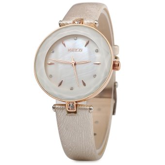 SH KEZZI KW - 952 Women Quartz Watch Irregular Specular Dial Leather Band Wristwatch White - intl  