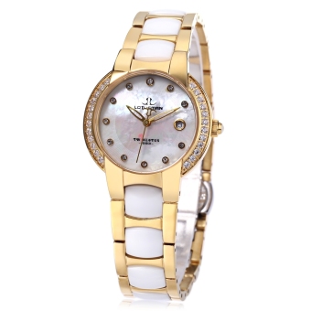 SH LOTUSMAN DL895TXA Women Quartz Watch Calendar Artificial Diamond Dial Water Resistance Wristwatch Gold Gold - intl  