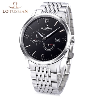 SH LOTUSMAN LM501SWA Male Automatic Mechanical Watch 5ATM Calendar Chronograph Working Sub-dials Wristwatch Black Black - intl  