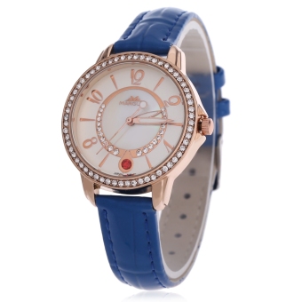 SH Margues M - 3025 Stylish Women Quartz Watch 30M Water Resistance Slender Leather Strap Rhinestone Dial Wristwatch Blue - intl  