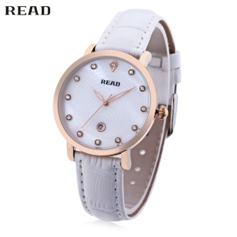 SH READ R2012L Women Quartz Watch Mineral Glass Mirror Date Artificial Diamond Dial 3ATM Wristwatch White White - intl  