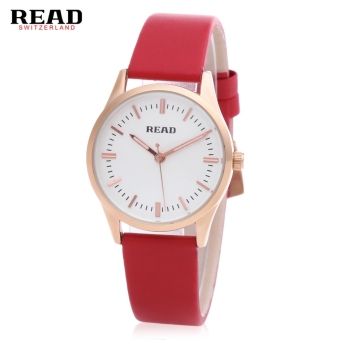 SH READ R28007 Women Quartz Watch Mineral Glass Mirror 3ATM Genuine Leather Band Wristwatch Red Red - intl  