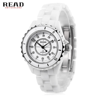 SH READ R3002S Women Quartz Watch Imported Movt Luminous Date Display 3ATM Ceramic Band Wristwatch White - intl  