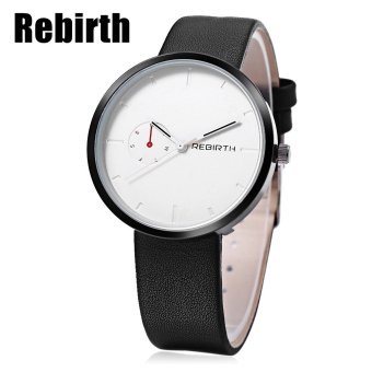 SH REBIRTH RE003 Female Quartz Watch Leather Strap Decorative Sub-dial Water Resistance Wristwatch White - intl  