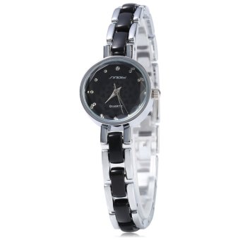 SH Sinobi 9486 Luxury Women Quartz Watch Diamond Round Dial and Ceramic Wristband Black - intl  