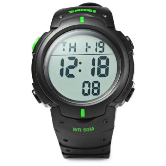 SH Skmei 1068 Multifunctional LED Military Watch Alarm StopwatchWater Resistant Green - intl  