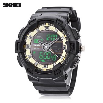 SH SKMEI 1189 Dual Movt Digital Quartz Sports Watch Calendar AlarmChronograph Display Wristwatch Golden Golden - intl  