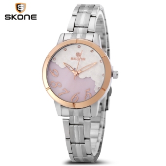 SH SKONE 7332 - 1L Women Quartz Watch Imported Movt Artificial Diamond Dial Hardlex Mirror Wristwatch Pink - intl  
