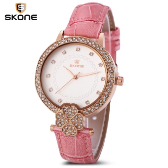 SH SKONE 9363 Women Quartz Watch Imported Movt Artificial Diamond Dial Water Resistance Wristwatch Pink - intl  