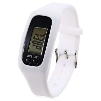 SH Unisex Sport LED Digital Watch 3D Pedometer Calorie CalendarSilicone Band Wristwatch White White - intl  