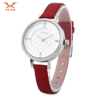 SH VILAM V1006L Female Quartz Watch Solid Mirror Artificial Diamond Dial Wristwatch Red - intl  