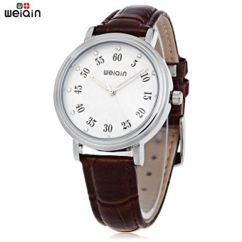 SH WeiQin W40003L Female Quartz Watch Floral Pattern Artificial Diamond Dial Water Resistance Wristwatch Brown - intl  