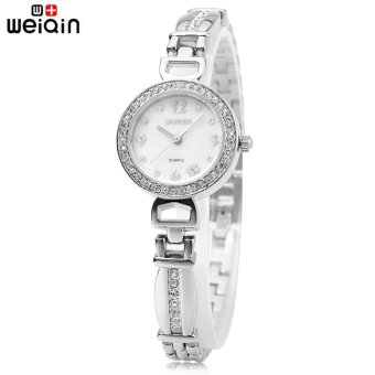 SH WEIQIN W4801 Female Quartz Watch Artificial Diamond Dial Stainless Steel Band Wristwatch White - intl  