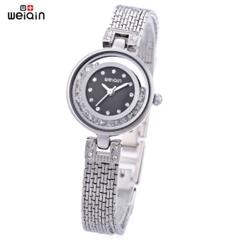 SH WEIQIN W4802 Women Quartz Watch Tasseled Band Flowing Artificial Diamond Dial Adjustable Buckle Wristwatch Black - intl  