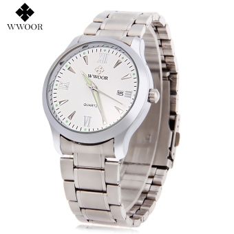 SH WWOOR 8809 Male Quartz Watch Date Luminous Pointer Water Resistance Wristwatch White - intl  