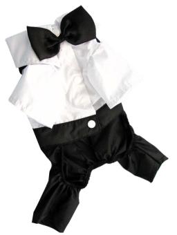 Gambar shangqing Small Pet Dog Clothes Western Style Men s Suit Bow TieBlazer Puppy Costume (Black And White,M)