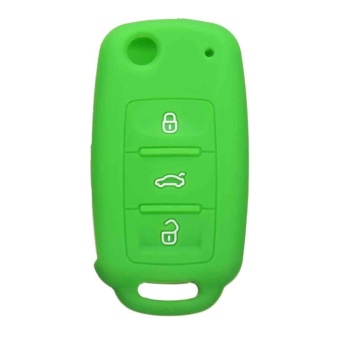 Gambar Silicone 3 Button Flip Remote Key Case Fob Cover Holder For VW GolfBora (Drak Green)   intl