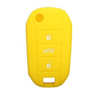 Gambar SILICONE BUTTON KEY FOB PROTECTOR CASE FOR PEUGEOT 208 508 2008 2013 2014 2015 (Yellow)   intl