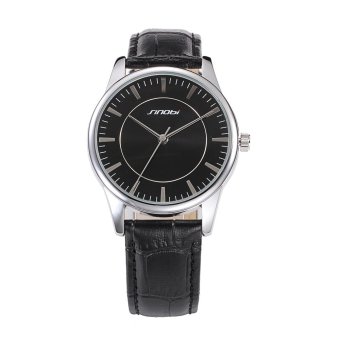 SINOBI Ladies Sport Quartz-watch Black Leather Silver Case Women Fashion Wristwatches  