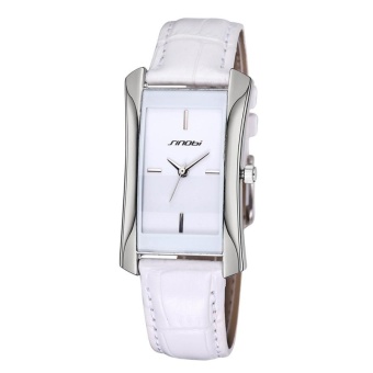 SINOBI Rectangle Case Article Needle Scale Fashion Women Quartz Watch With PU Leather Band (White + Silver) - intl  