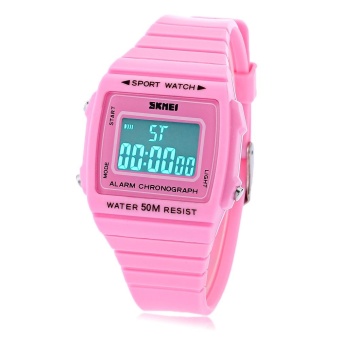 SKMEI 1136 Unisex Sport Digital LED Watch 50M Water Resistance Alarm Luminous Date Display Wristwatch(Pink) - intl  