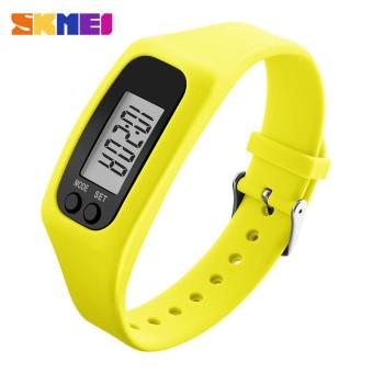 SKMEI 1207 Fashion Ladies Outdoor Sports Wrist Watch Pedometer Calorie Multi-function Watch Silicone Strap - Yellow - intl  