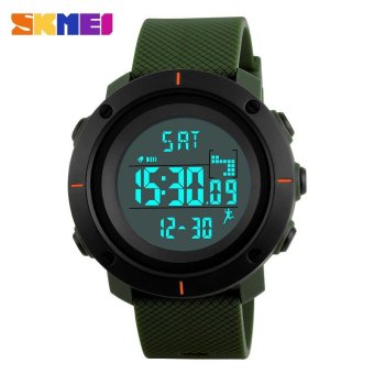 SKMEI 1215 Men's Sports Waterproof Backlight Wristwatches Pedometer Calories Digital Chrono Watches - Army Green  