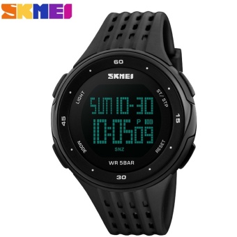 SKMEI 1219 Sports Watches Waterproof Watch Outdoor Casual Pu Strap Wristwatch Multicolor - Black - intl  