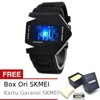 SKMEI Combat Hitam - Jam Tangan Unisex - Strap Karet - 0817 Black Edition + Free BOX ORI SKMEI  