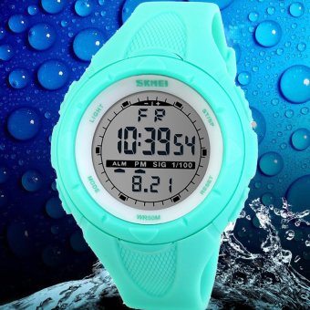 SKMEI Luxury Women Sports Watch Water Resistance Digital LED Outdoor Wristwatches Fashion Casual Watches (Light Blue)  